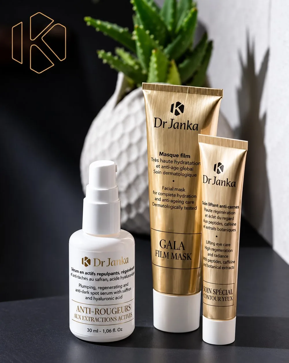 Soins Dr Janka : sérum Anti-Rougeurs, masque Gala et soin contour des yeux