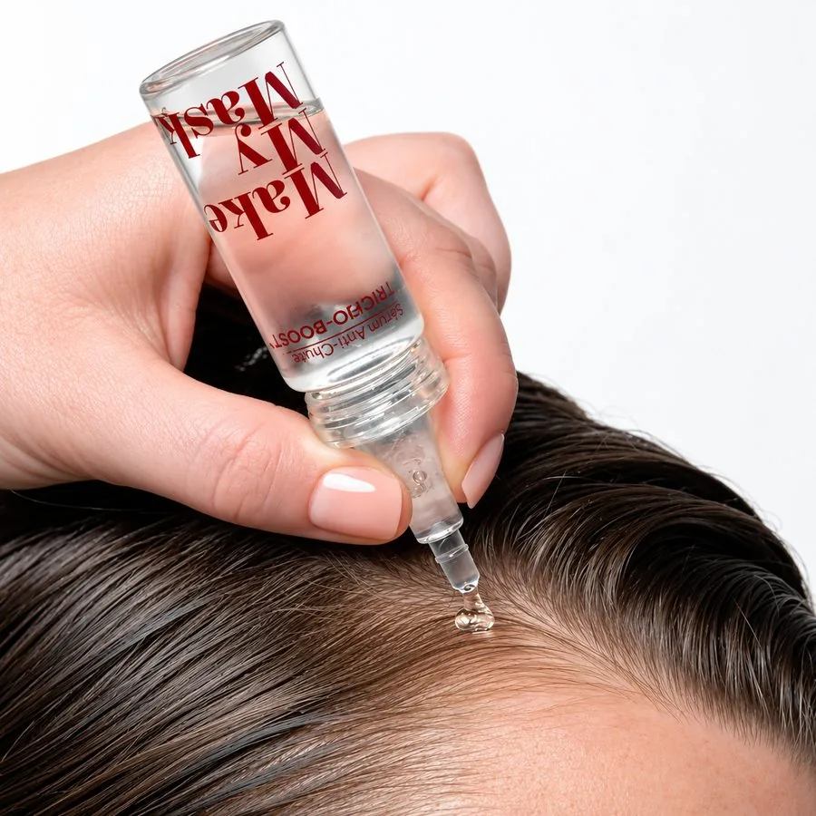 Application d'une ampoule Make My Mask sur le cuir chevelu